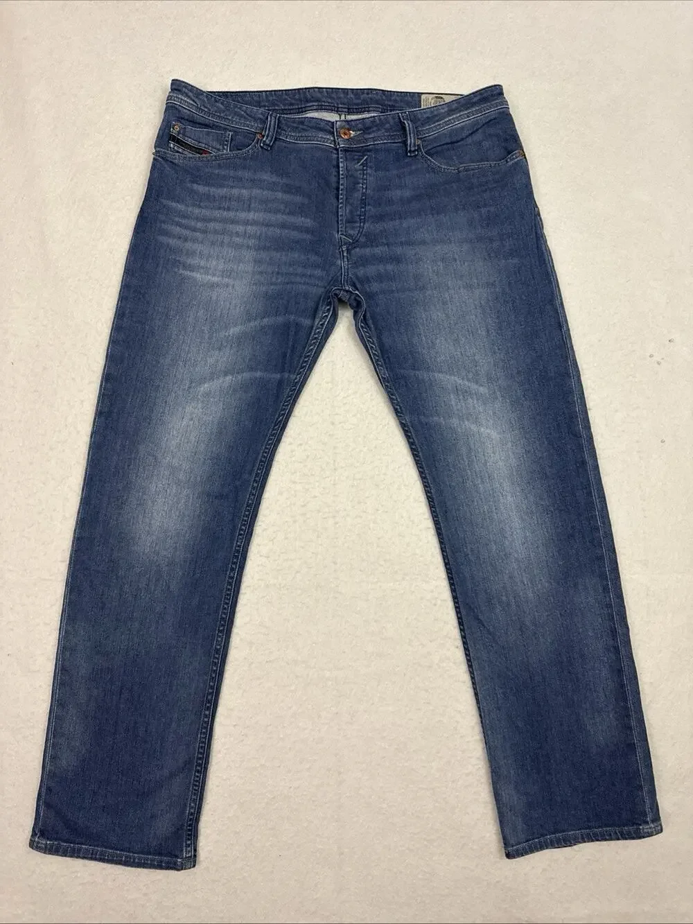 Diesel Waykee Regular Straight Jeans Men’s 36x32 Blue Stretch Denim Fade